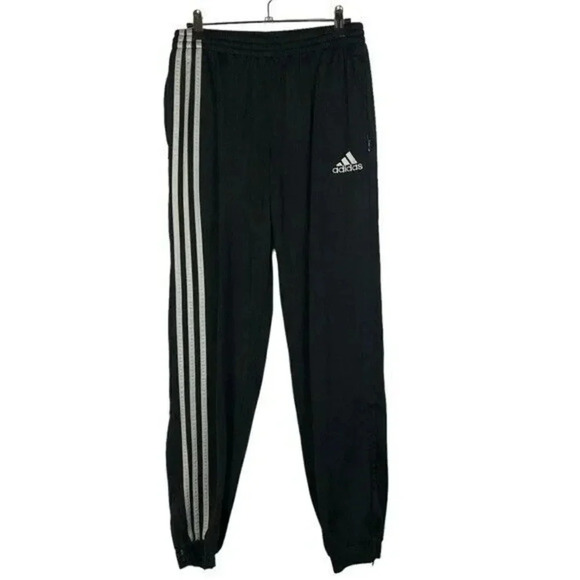 Adidas Y2K Black Tri Stripe Zip Hem Tapered Leg Athletic Track Pants XL - Picture 1 of 4